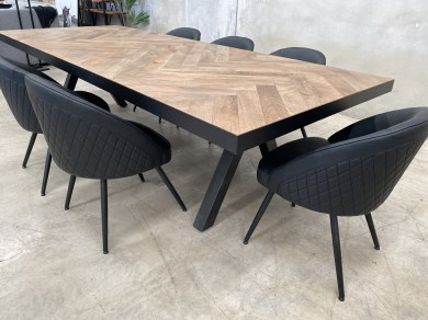Herringbone dining table with danish chair (2)